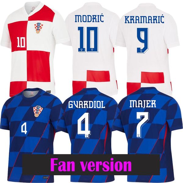 2024 Camisas de futebol de croacia Modric Gvardiol Jersey Soccer Kramaric Kovacic Croacia Fotball Shirt 24 25 Suker Brozovic Majer Jersey Fãs