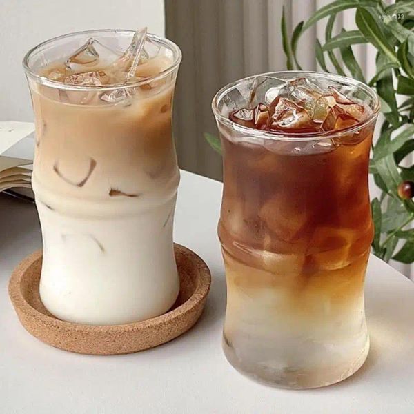 Бокалы для вина простые высококачественные стеклянные чашки бамбука Ice American Latte Dessert Milk Restaurant высокотемпературный