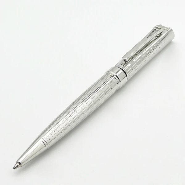 Pens Luxury Anr Brand BallPoint Pen Classic All Silver Exquisite Schiaving Pattern Office School Supplies