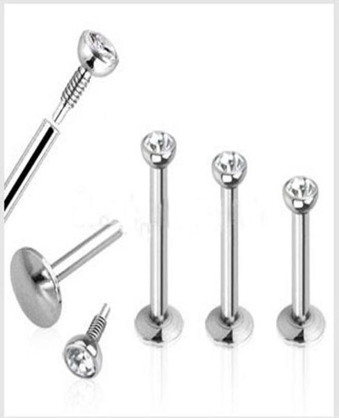 Mix 6810mm Loles de 60pcslot Moda Aço inoxidável Interior Piercing Labret Ring Jewelry Bar1826897