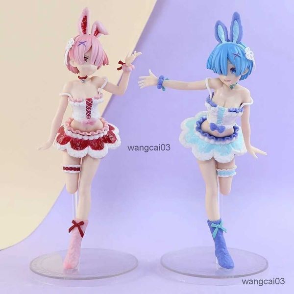 Figure giocattolo d'azione 21 cm sorelle gemelli anime figura rem figure carine figurine bambole da collezione bambole giocattoli decorazioni in scatola