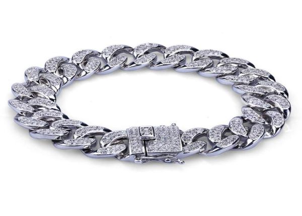 Moda Gold Color Placated Micro Pave Cubic Zircon Bracelet All Iced Out No New Night Club Men Braclets Hip Hop Bracelets6925979