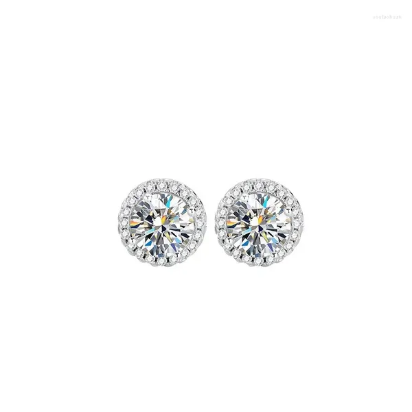 Gestüt Ohrringe Zheshiyuan Lefei Modetrend Klassiker Luxus Moissanite Weiß schwarzer runder Schraubohrring für Charme Frauen Silber 925 Schmuck