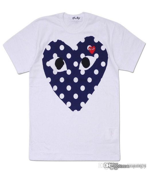 2018 Quality Holiday Heart Neues Spiel Japaner schwarzes Polka Punkte Herz weiß Navy T Shirt Herren Womens2894680