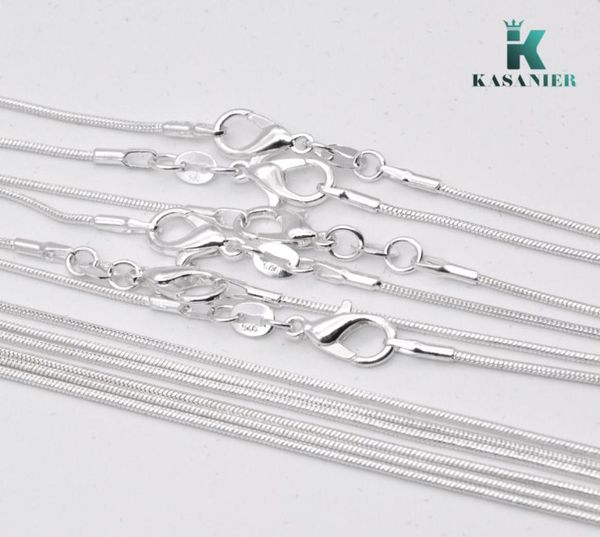 Kasanier 10 PCs kostenloser Versand Großhandel Mode Schmuck 925 Silberschmuck Halskette 1 mm Kette Halskette + 925 Hummerverschluss 4974033