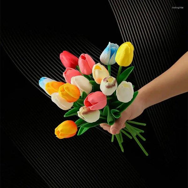 Fiori decorativi squisiti mini fiore artificiale di tulipano primaverili per festa e casa - un fascino dell'eleganza indispensabile 