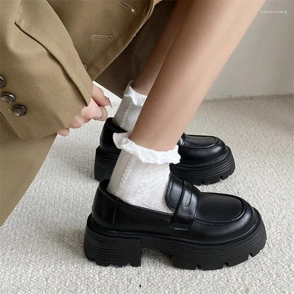 Freizeitschuhe flache Frauen College Leder Plattform hochwertige Schule Schulmädchen JK Uniform Dicke Sohle