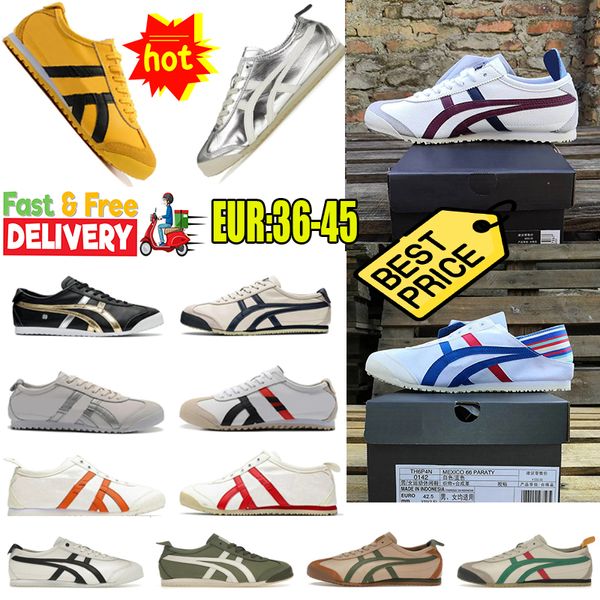 2024 onitsukasss tigre mexico 66 tênis de estilo de vida homens homens designers de corrida tênis de corrida preto branco azul amarelo de baixa moda treinadores de moda gai 36-45