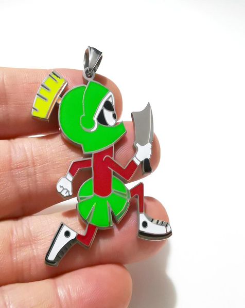 Regali di Natale Mens Pendant Green Color Green 2 pollici Juggalo Marvin The Martian in acciaio inossidabile La collana Hatchetman ICP Hatchetman Catena9245685