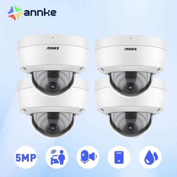 IP-Kameras Annke 4PCS C500 Dome 5MP Outdoor IK10 Vandal-Proof PoE-Überwachungskameras mit Audio in POE-Überwachungskameras TF-Kartenunterstützung 240413