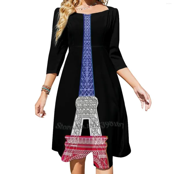 Abiti casual Eiffel Torre Flag francese Knotheart Knot Drenged Drenge Design di moda di grandi dimensioni Pixdezines