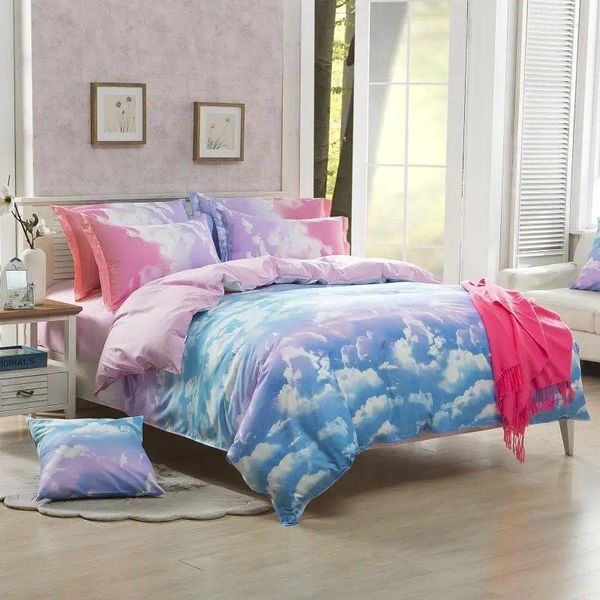 Yatak takımları juego de cama algodn con nubes ropa renk rosa 3/4 uds.