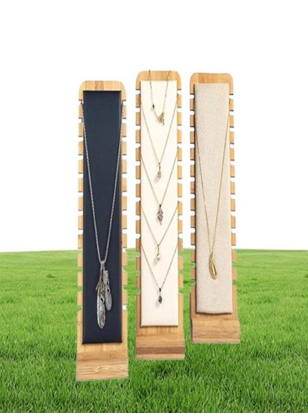 Jóias de bambu Display Stand colar Wooden Múltiplo de Cavale Showcase Holder 8345787