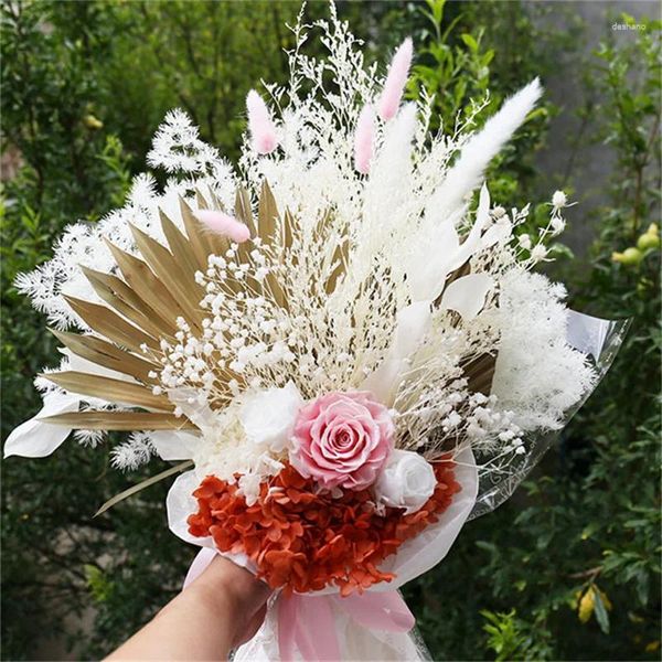 Flores decorativas Dama de honra de noiva Rosas de bouquet de bouquet Grasa que segura os acessórios de casamento de estilo de estilo ao ar livre da floresta