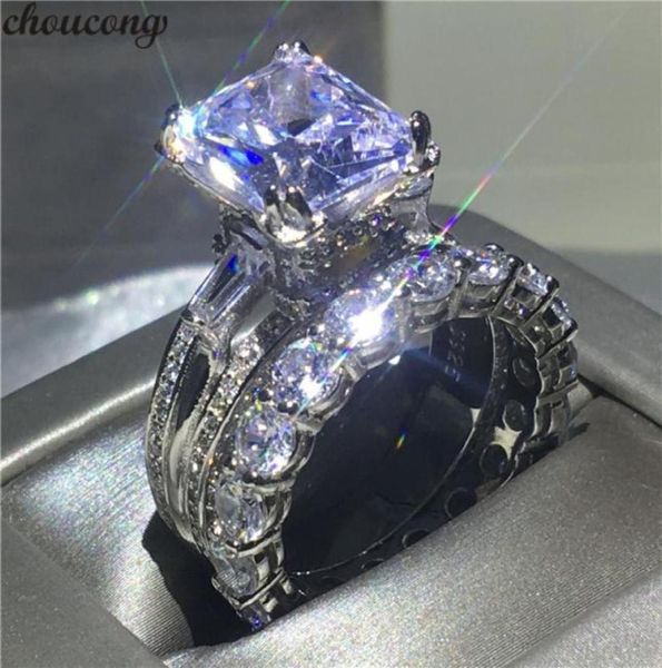 Choucong Eiffelturmform Ring 8ct 5A Zirkon CZ 925 Sterling Silber Engagement Ehering Band Ringe Set für Frauen Braut Bijoux S15999369