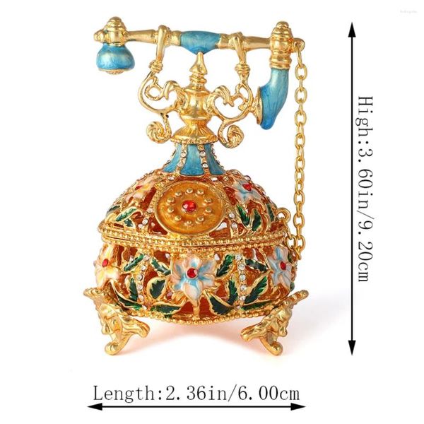 Figurine decorative Qifu Vintage Hollove Telephone a forma di gioielleria per decorazioni per la casa