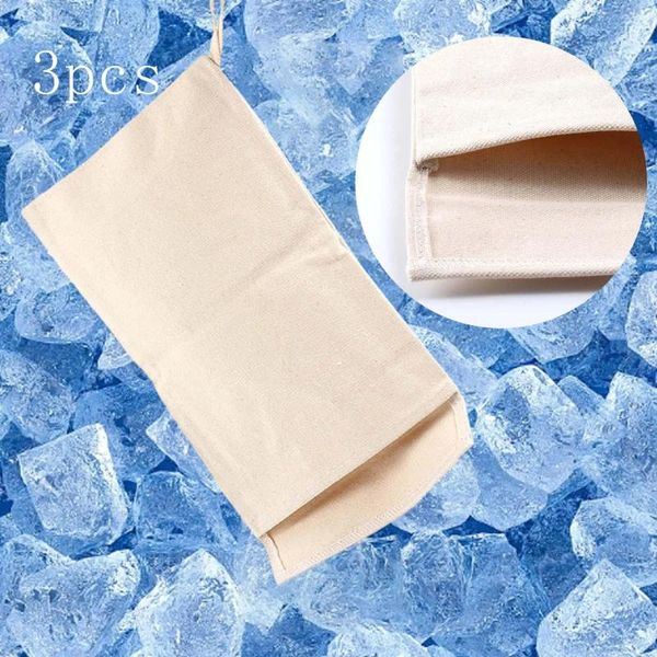 Bolsas de armazenamento 3pcs Canvas Ice Bag Cocktail Gift Bartender Tool Organizer Sack Sack Supplies Muslin para inauguração de casa