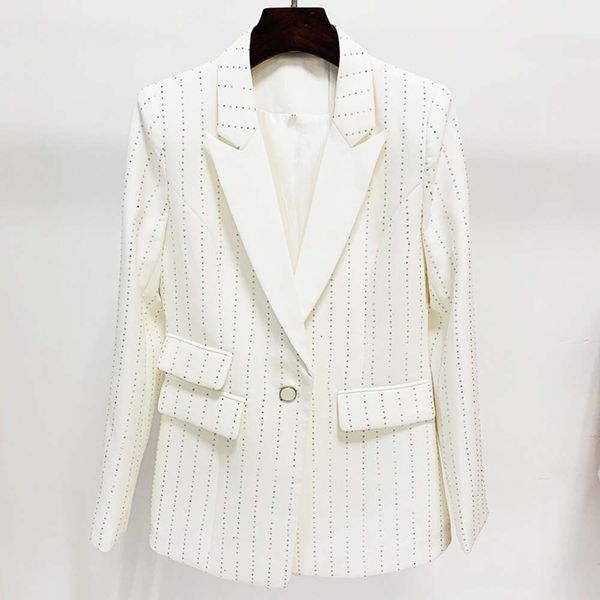 Jackets femininos Design de celebridades Sense temperamento personalizado da indústria pesada diamante um botão Slim Fit Suit