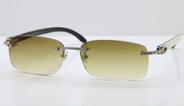 Rimless 8200760 Меньшие большие камни, белые в черных солнцезащитных очках Buffalo Horn Unisex на открытом воздухе, вождение C Gold Fr1465123