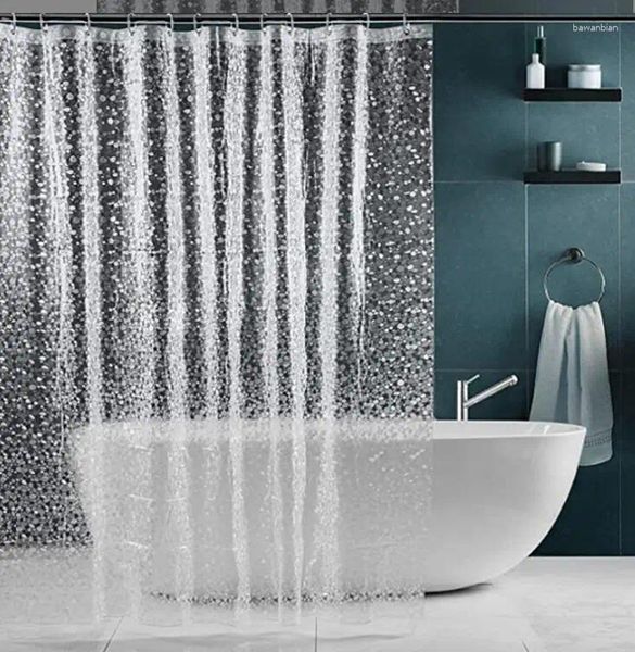 Душевые занавески водонепроницаемой занавески прозрачная вкладка для ванной комнаты для купания для ванны ванны 3D камешка для мошных крючков бесплатно 5 шт.