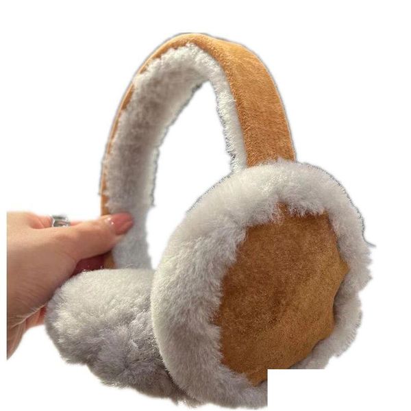 Ouvido muff inverno ovelha real shearling muffs garotas esqui para um fofo arco quente mais quente ardufy macio 230215 entrega de gota dhnmm