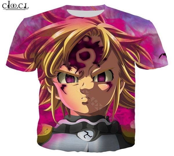 Uomini in stile hipster magliette anime i sette mortali peccati 3d full thirt a maniche corte a manica corta tops7959414