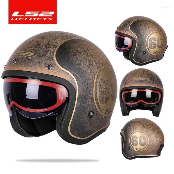 Capacetes de motocicleta Capacete LS2 Spitfire Capacete vintage do 599 Jato 3/4 Face aberta Retro meio casco casque moto