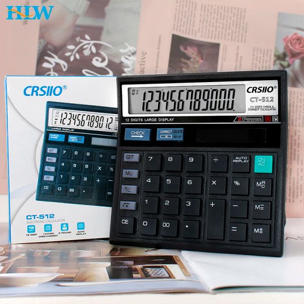 Калькуляторы 12digit Солнечная батарея с двойной питанием большой дисплей Commerce Office Desktop Calculator CT512