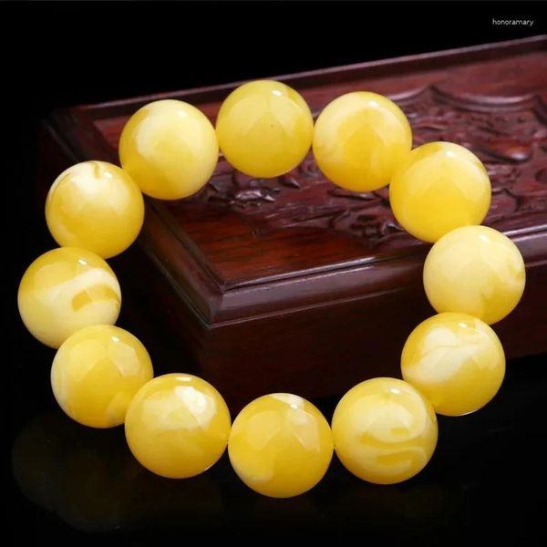 Bracelets de charme de alta qualidade âmbar natural elástico grande pulseira homens mulheres amarelas velhas cereais
