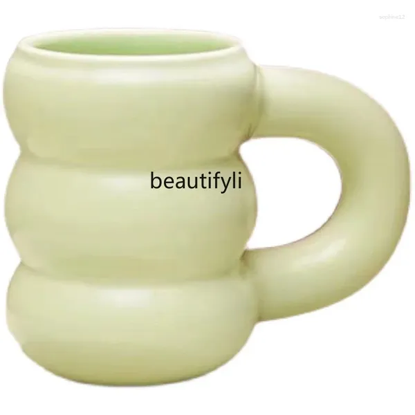 Кружки GY Nordic Creative Design Solid Color Tire Mug Пара кофе простой толстая ручка чашка.