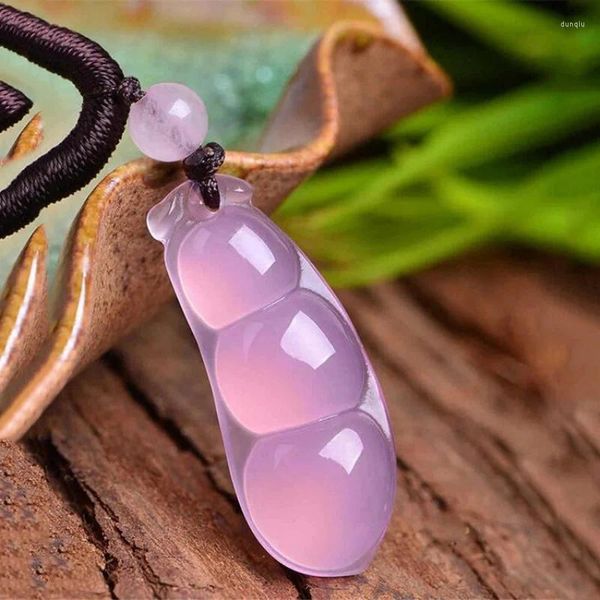 Anhänger Halsketten Geburtstagsgeschenk echte Jade Arten von Schmuck Achat eine Ware -wie rosa Chalcedony sautiert grüne Bohnen sautiert