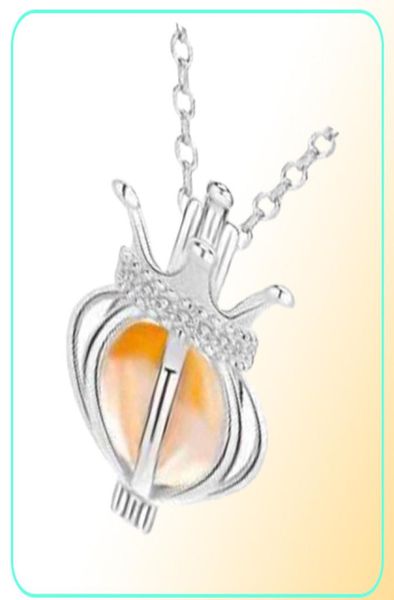 925 Sterling Acqua Drop Crown Crown Pandant Necklace Cage Withed Cone Ball Olio essenziale Aromaterapia Gioielli di medaglioni perla Gift7873859