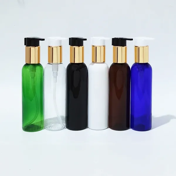 Speicherflaschen 30pcs 150 ml leere schwarze weiße, klare Haustierflasche mit Goldlotionpumpe für Shampoo Duschgel Kosmetische Behälterverpackung