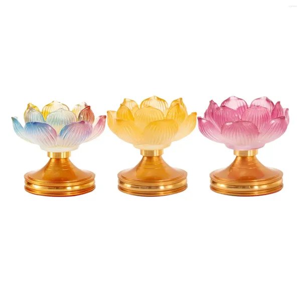 Titulares de velas requintados ghee lamp titular buda suprimentos tealighight votive lotus shapet off for office altar party quarto