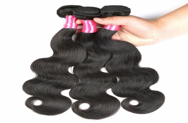 Capelli umani brasiliani non trasformati 8A Capelli malesi indiani peruviani dritta a onda naturale profonda naturale peli di onda del corpo ricci ext9810139