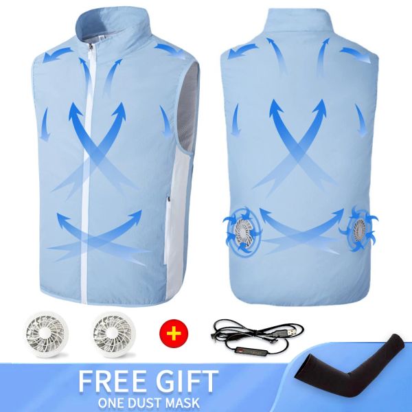 Roupas Men's Ice Colrend Fan Air Conditioning Roupas de colete legal esporte USB Charging Cooling Vest Trabalhador ao ar livre Pesca 2022 Summer