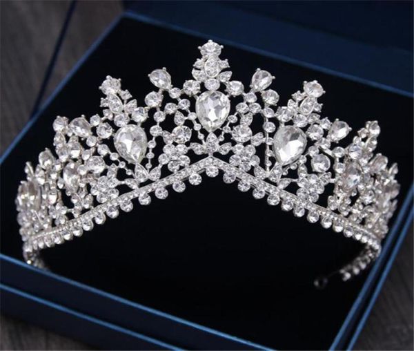 Printage Princess Crown Queen Tiara Casamento Acessórios para cabelos de noiva Cristal Stromestone Capacete de faixa da cabeça Jóia de prata 5682127