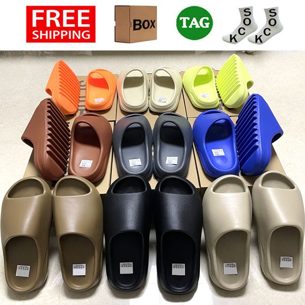 Corredores de espuma Designer desliza o Onyx Bone Slippers Beach Sliders Sandals Sandals Azure Flax Pure Women Shoes Mens Ogslide007