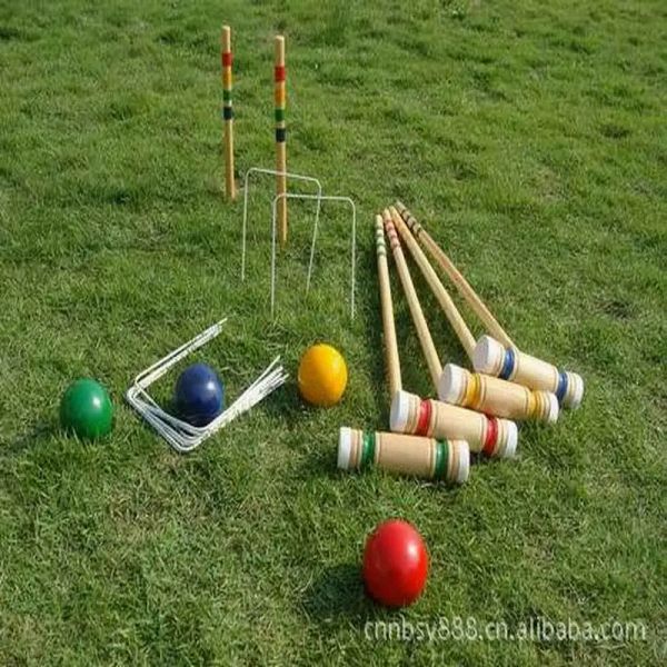 AIDS Outdoor Game Sport Gate Ball Croquet Croguet Diametro 7 cm Materiale in legno di rovere importato di buona qualità 1 set solo per 4 o 6 giocatori