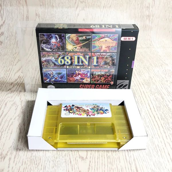 Acessórios de 16 bits Salvar vídeo Super 68 em 1 cartucho de jogo para SNES Console Harvest Moon Goof megaman x Terranigma Zeldaed