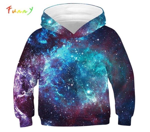 Uzay Galaxy 3d Baskı Çocuk Hoodie Moda Uzun Kollu Hoodies Erkek Kızlar Spor Çocuklar İçin Hoody Sweatshirt Çekme Üstleri Y28503563