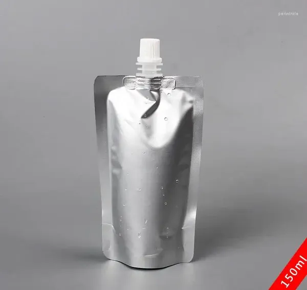 Depolama torbaları 150ml Gümüş Alüminyum Folyo Gıda Sınıfı Stand Up Spout İçecek Çantası SN3147
