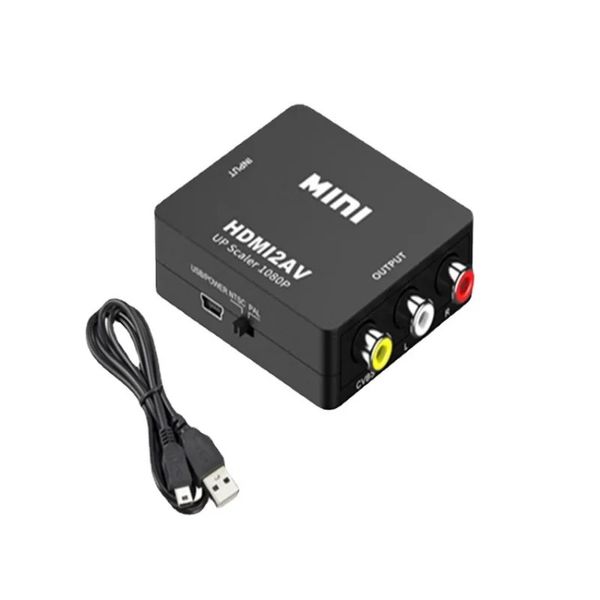 2024 HDMI - RCA AV - HDMI 1080P HDMI Uyumlu 3RCA CVBS Video Kutusu Ses Dönüştürücü HDTV DVD VCD için HDMI için 60Hz NTSCPAL