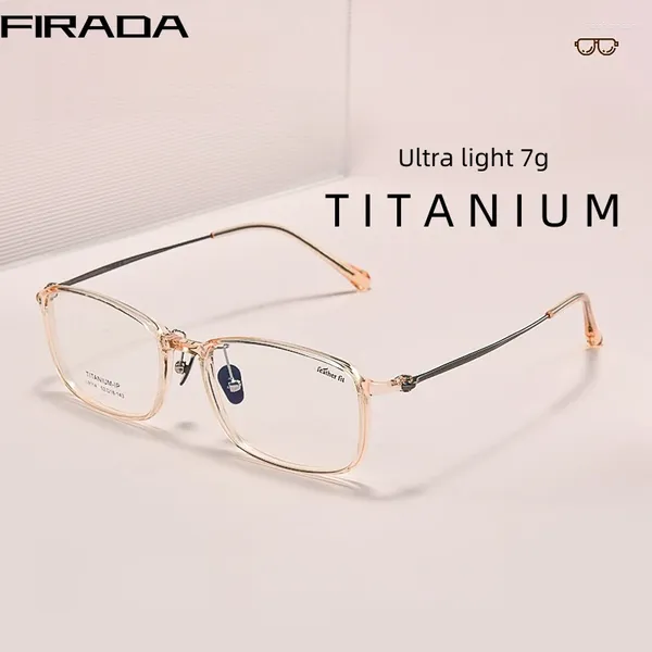 Óculos de sol Frames Firada Moda Eyewear Eyewear Vintage Squar Titanium Glasses transparente Prescription Óculos quadros para homens mulheres