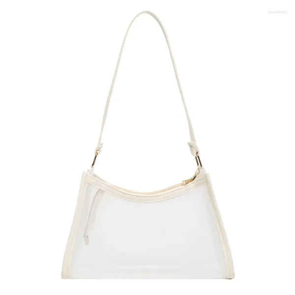 Einkaufstaschen Trendy Bonbon-Farben-Messenger-Tasche transparente Schulter mit Reißverschluss Achselhalter-Gelee-Handtasche für Straßenspaziergang