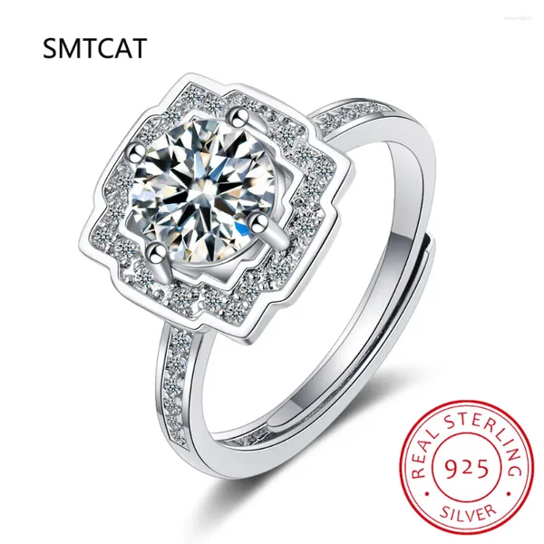 Clusterringe Moissanit Ring Engagement für Frauen Brilliant Round Cut Diamond Sterling Silber Vorschlag Ehering -Braut -Sets Braut Sets