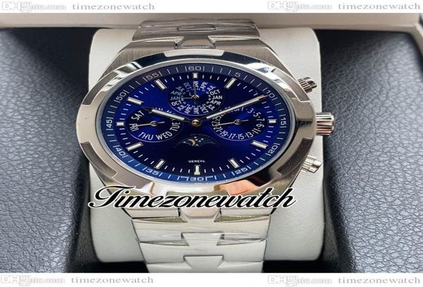 MLF Overseas Perpetual Calendar 4300V120GB945 Автоматические мужские часы A2813 4300 Moon Phase Blue Dial Bracelet Nearlable Steel No C3703975
