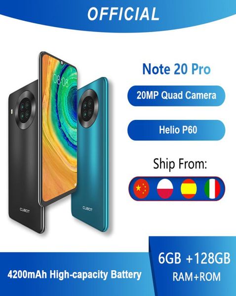 Cubot Nota 20 Pro Quad Camera Smartphone NFC 6GB128GB 65 polegadas 4200mAh Android 10 Dual SIM Telefone 4G LTE Celular Note201700401