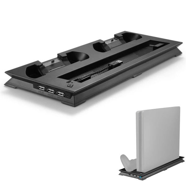 Stand Ostent Console Stand Vertical Refresco di raffreddamento Fantastico USB Dual Controller Caricamento della stazione di ricarica per Sony PS4 Slim Console