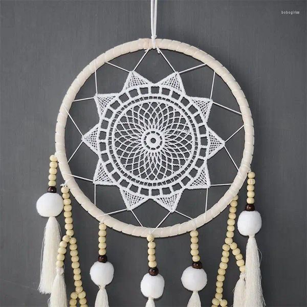 Figurine decorative Macrame Wall Hanging Dream Catcher Large Natural Hairball (perline con nappe)